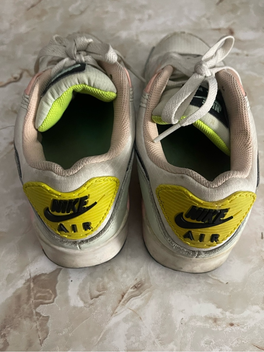 Nike Women’s Air Max 90 Sneakers - White Volt Green Glow - Picture 4 of 7